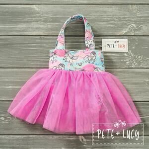 PETE + LUCY Unicorn Dreams Little Girl Ruffle Tutu Bucket Purse NEW